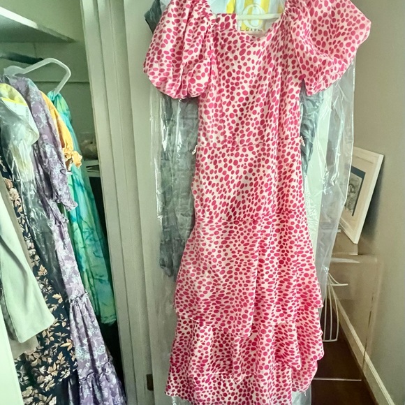 Whistles Viola short sleeve midi pink dot dress sz 2 US /6 UK - Picture 11 of 12